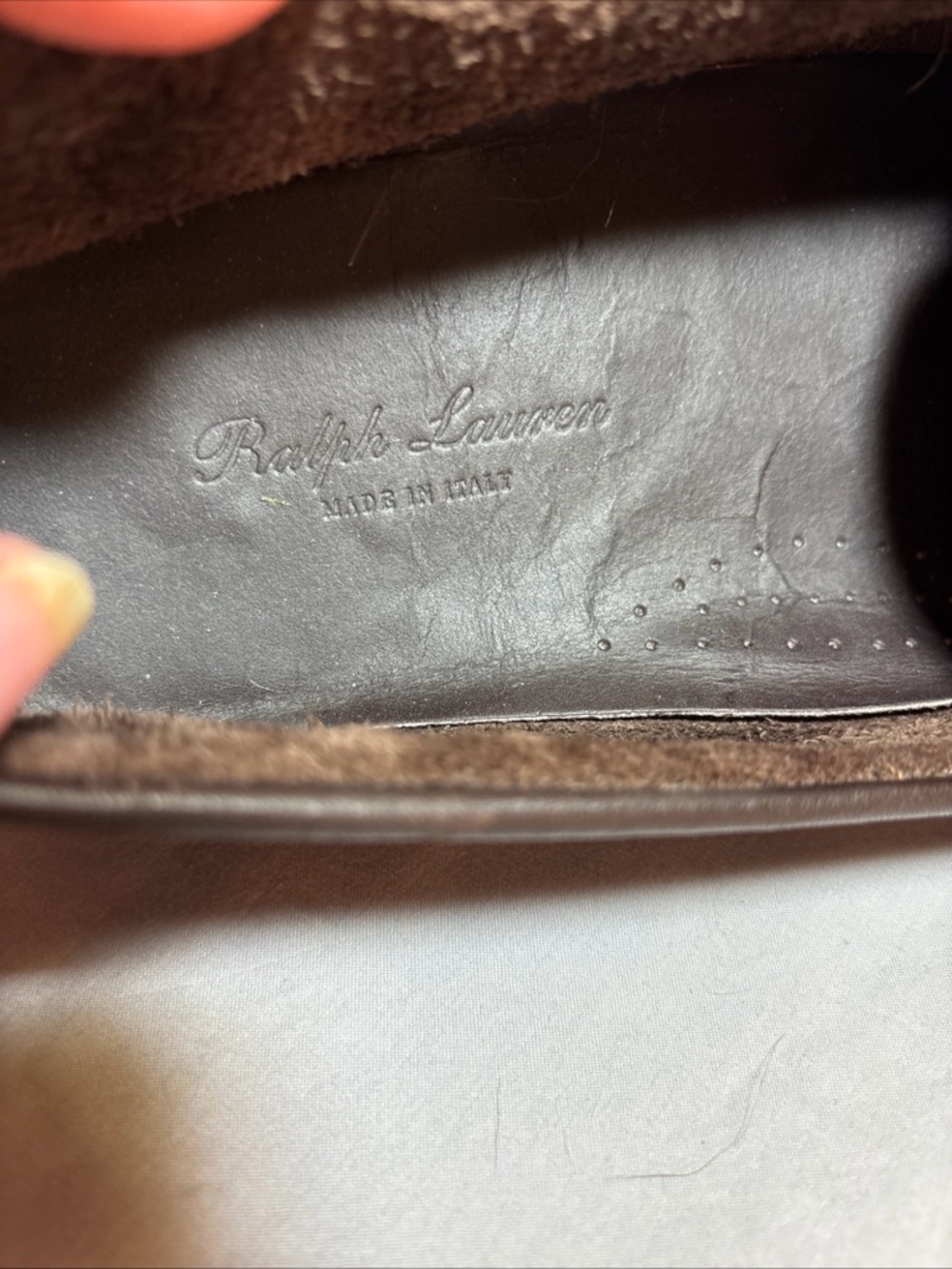 Ralph Lauren Dark Brown Pebbled Leather Slip-On Loafers - Picture 4 of 9